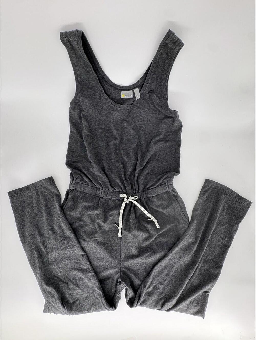 Zelle Jumpsuit Medium Grey String Tie Waist Sleeveless Ankle Length *Tiny Hole*
